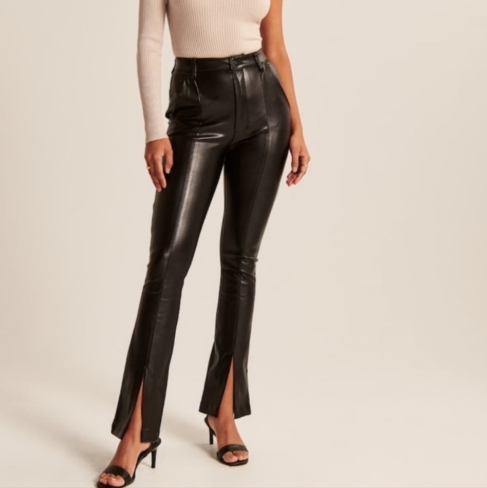 Abercrombie & Fitch | Black Leather Flare Pants